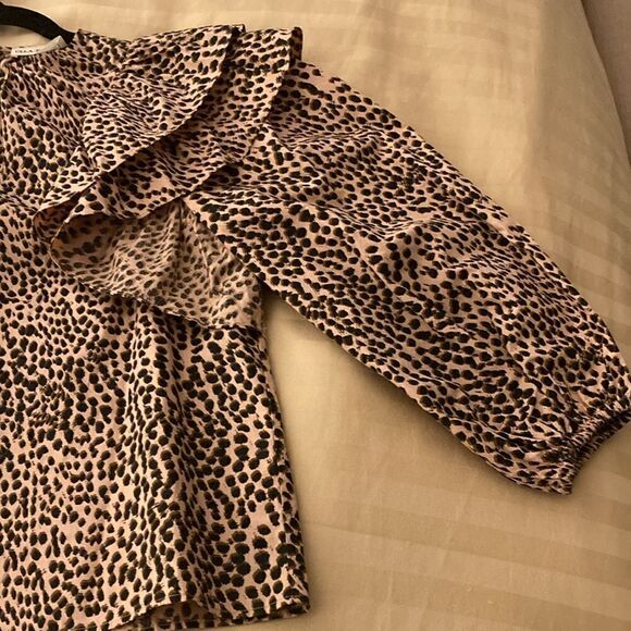Ulla Johnson NWOT Cotton Ruffled Long Sleeve Blouse in Chettah Print.Size 0. - Picture 4 of 9